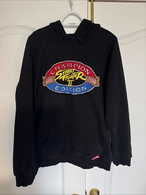 Street fighter x superare Black Crewneck Hoodie xl